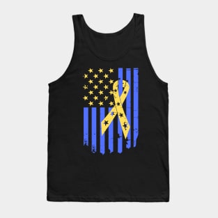 Down Syndrome Flag and Ribbon for Trisomy 21 and Down Syndrome Awareness Tank Top